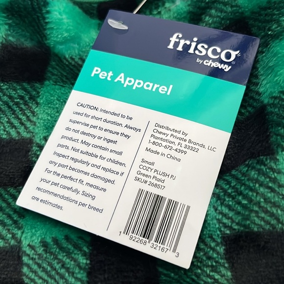 Frisco Dog Plush Cozy Fleeze PJs. Green Plaid. Small NWT! - Picture 2 of 5